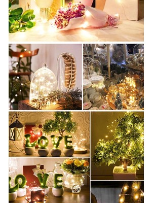 Munico Romantik Şeffaf Kablolu Yemek Masaları Yatak Odası Kamp Için Uyumlu Pilli Gün Işığı Peri LED 5 Metre