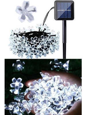 Munico Güneş Enerjili 5 Metre 50’li Bahçe LED Aydınlatma Çiçek Ağaç Yol Çim Dekoru Beyaz