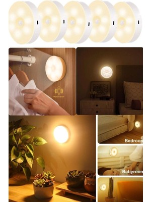 Munico 5 Adet Her Eve Lazım Mutfak Kolidor Dekoratif Spot Lambası Şarjlı Akıllı LED Spot Lamba Yapışkanlı