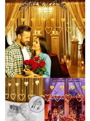 Munico Dekoratif Perdelik Kalp Figürlü Peri LED Aydınlatma Gün Işığı Dekor Mekan Süsleme Ev Romantizm Işığı