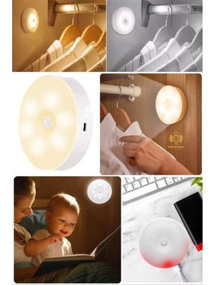 Munico Mıknatıslı Yapışkanlı Sensörlü Raf Merdiven Kolidor Şarjlı Sensörlü Spot Lamba Akıllı Mutfak Lamba