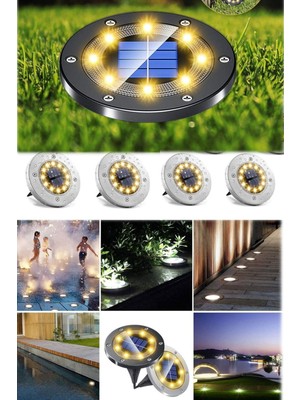 Munico 4 Adet Ledli Solar Güneş Enerjili Villa Bahçe Aydınlatma Gün Işığı Sarı Yere Çimene Monte Edilebilir
