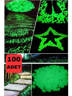 Munico 100 Adet Bahçe Aydınlatma Yürüyüş Yolu Belirginleştiren Yeşil Fosforlu Gece Parlayan Çakıl Taşları