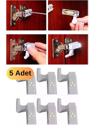 Munico 5 Adet Iç Menteşeye Takılan LED Press Aparatlı Dolap Kapısına Göre Aydınlatan Lamba LED Işık Mutfak