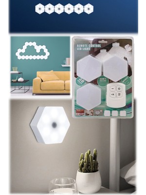 Munico 3'lü Altıgen LED Duvar Aydınlatması Dokunmatik Kumandalı Petek Lambası USB Şarj Altıgenler Kuantum