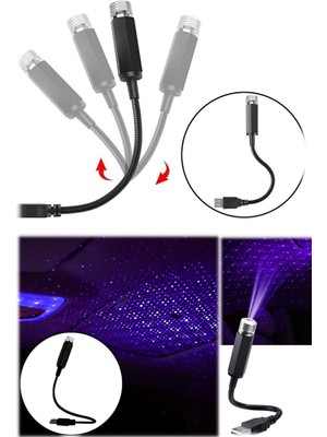 Munico Araba Tavan Galaxy Aydınlatma USB Araba Içi Rolls Roce Aydınlatma Modifiye LED Lamba Efekt Lazer LED
