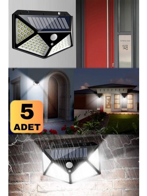 Munico 5 Adet Hareket Sensörlü Lamba Kolay Montaj 114 Ledli Apartman Villa Bahçe Solar Aydınlatma Lambası