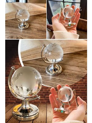 Munico Işyeri & Ev & Ofis Terfi Tebrik Hediyelik Küçük Boy Gümüş Çerçeve Atlas Dünya Haritası Masaüstü Cam