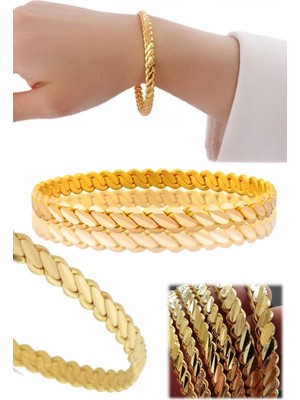 Munico 3 Adet Standart Ebat Burma Bilezik Altın Kaplama Gerçekçi Bilezik Zarif Şık Tasarım Demo Model Takı