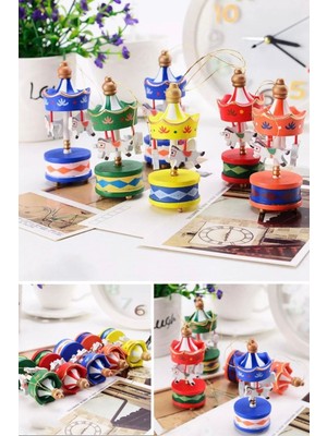 Munico Dekoratif Raf Masa Üstü Tatlı 6 Adet Noel Ahşap At Atlıkarınca Şık Ev Süsleri Için Noel Süslemeleri