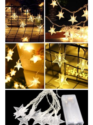 Munico 3 Metre Star Yıldız Garland Peri Işıkları Tatil Evi Ev Yatak Odası Parti Dekor Gece Lambası 20'li