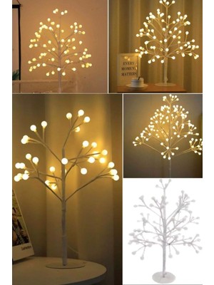 Munico Ağaç Görünümlü Mini Aydınlatma Yatak Başı Abajur Lamba Gün Işığı Ağaç Görünümlü Mini LED Toplar Noel