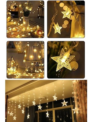 Munico Düğün Dekorasyonu Için LED Noel Işıkları Tatlı Ledli 3 Metre Yıldız Figürü 20'li LED Işık Dekoratif