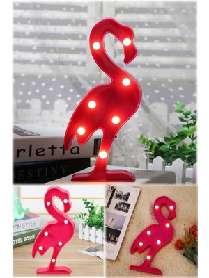 Munico Gece Lambası Flamingo Ledli Pilli Dekoratif Masa Duvar ve Gece Aydınlatma Lambası Asılabilir Raflık