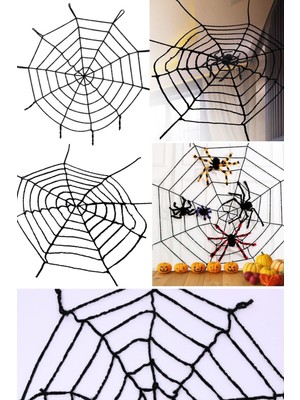 Munico Cadılar Bayramı Süslemeleri Oluk Kancalı Örümcek Ağı Set Örümcek Ağı Dekor Iplik Renk Seçenekli Ağ