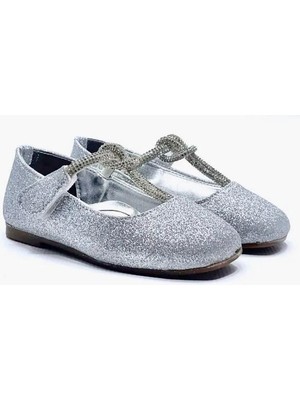 Ugly Duck 21-25 Numara Kız Çocuk Gümüş Renk Cırt Cırtlı  Babet