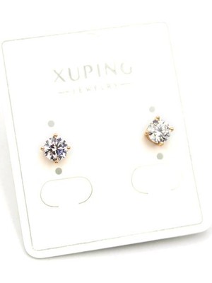 Royaleks Orta Boy Tek Taş Küpe - Altın