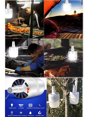 Munico Seyyar Kestaneci Tezgah Mısırcı Kancalı Kamp Bahçe Lambası Aydınlatma Ampul Solar Lamba Güneş Enerji