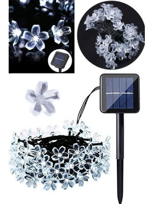 Munico Güneş Şarj Edilebilir 3 Metre 30'lu LED Bahçe Çim Lambası Beyaz Işık Su Geçirmez Çiçek Ağaç Yol