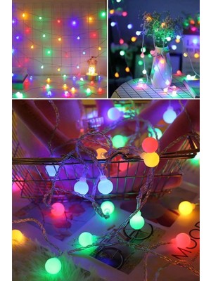 Munico Yılbaşı Ağacı Top String Işıkları Peri Rengarenk LED 4 Metre Ev Bahçe LED Dekor Sarkıtma Lambası