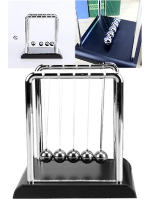Munico Masa Üstü Küçük Boy Metal Sarkaç Topu Fizik Çelik Denge Gümüş Full Kaplama Şık Pro Top