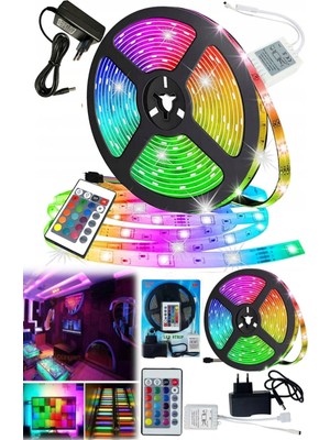 Munico 16 Renkli Kumandalı Rgb Ledli Gaming Romantik Ev Ofis Cafe Döşenebilir Fişli LED Işıklı Şerit LED