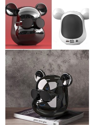 Munico Kablosuz Hoparlör Küçük Bulldog Köpek Kafa Kablosuz Bluetooth Hoparlör Açık Taşınabilir Bas Hoparlör