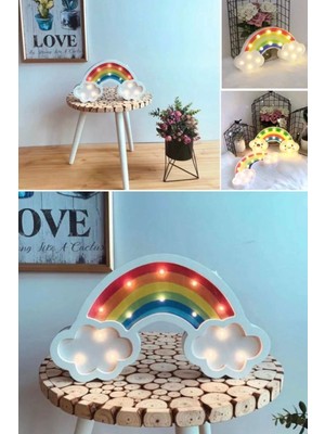 Munico Çocuk Odası Dekor Bulut Yıldız Ay LED Gece Işığı Bebek Çocuk Yatak Odası Gökkuşağı Bulut Noel Lamba