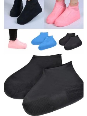 Munico Siyah Renk 26-33 Kadınlar Için Su Geçirmez Su Geçirmez 1 Çift Ayakkabı Lateks Kaymaz Kauçuk Kılıf