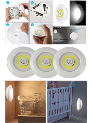 Munico 3 Adet Gardrop Raf Dolap Aydınlatma Ultra Parlak Spot Lambası Merdiven Kolidor Aydınlatma Ev Işyeri