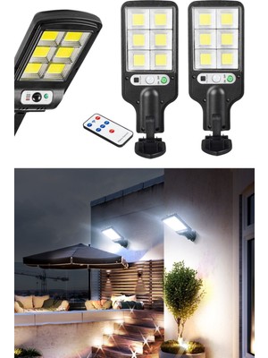 Munico 2 Adet Güneş Enerjili Bahçe Balkon Teras Uzaktan Kumandalı Gece Sensörlü Lambası Su Geçirmez Pro