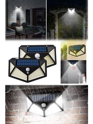 Munico Kolay Montajlı 2 Adet Hareket Sensörlü Solar Lamba 114 Ledli Bahçe ve Site Aydınlatma