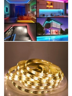 Munico Ev Salon Kolidor Tv Monitör Arkası Kumandalı 10 Metre Kesilebilir Adaptörlü LED Lamba 16 Renk Şerit