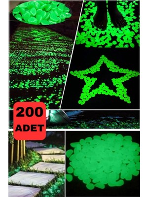Munico 200 Adet Yolu Belirginleştiren Yeşil Fosforlu Gece Parlayan Çakıl Taşları Bahçe Aydınlatma Yürüyüş
