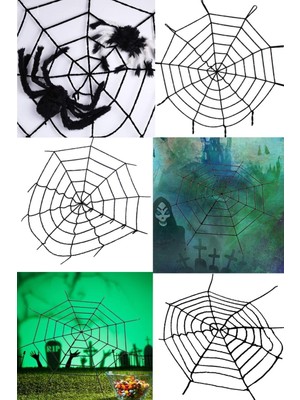 Munico Spiderman Hallowen Aksesuarı Parti Tüylü Örümcek Ağı Cadılar Bayramı Partisi Perili Ev Dekorasyonu