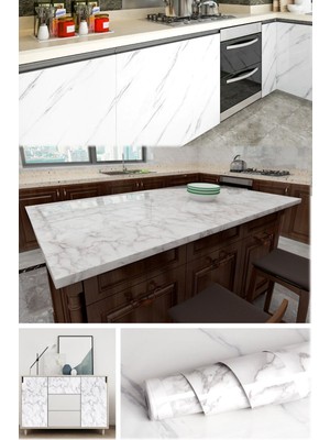 Munico Mermer Tezgah Yapışkanlı Kağıt Masa 5 60 Mermer x Beyaz Metre Folyo Mutfak Dolap B  Için Ideal Seçim