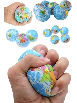 Munico Kauçuk Köpük Topu Dünya Haritası Oyuncak Küre Sıkma Stres Giderme El Bileği Egzersiz Topu