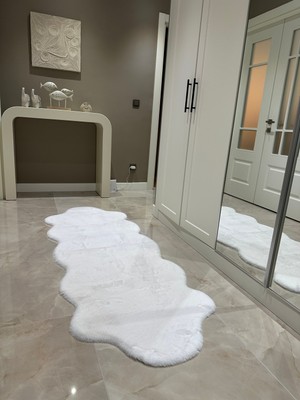 Doğuş Peluş Halı Ultra Soft Beyaz Yumuşak Dokulu Peluş Halı Çift Kafa Post