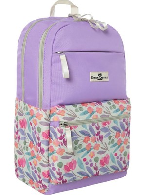 Graf Von Faber-Castell Faber-Castell Çiçek Desenli Sırt Çantası, Mor, Su Geçirmez Kumaş, Ayarlanabilir Omuz Askısı, Dayanık