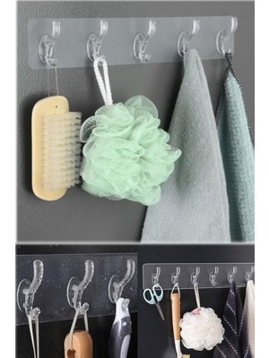 Munico Kancalı Askılık Kancalı Şeffaf Yapışkanlı Silikon Mutfak Duş 5 Kendinden Şeffaf As  Için Ideal Seçim