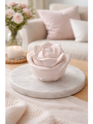 Akanart Gül Tasarımlı Beton Takı Kutusu Pembe