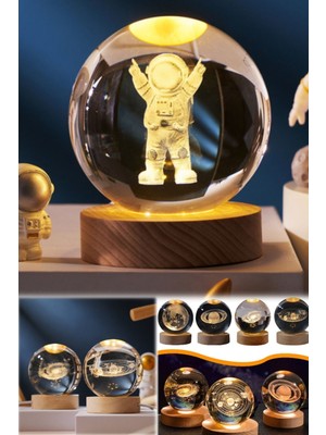 Munico Astronot Model 3D Orjinal Cam LED Dekor Gece Işığı Parti Hediyelik Dekorasyonu Gece Işığı Lambası
