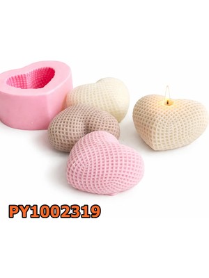 Poyrish PY1002319 - Silikon Kalıp Mum Kalıbı - Hasır Kalp Büyük Boy
