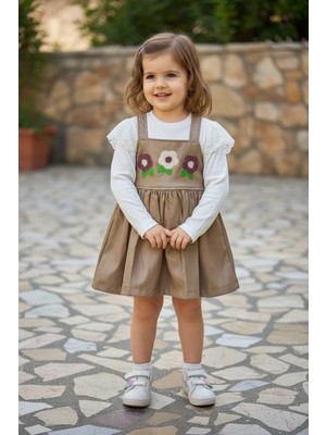 Mini Trends Çocuk Elbise Deri Açık Kahve