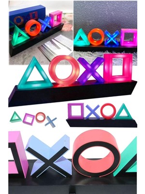 Munico Ps Logo Tuş Takımı Dikdörtgen Masa & Gece Lambası Oyun Delisi Hediyelik Eğlence Neon Lamba Atmosfer