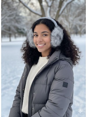 Kokoş Katlanabilir Kulaklık Tüylü Gri Peluş