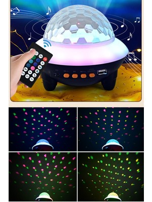 Munico Bluetooth Speaker Gece Lambası Duvar Tavan Aydınlatma Müzik Projektör Lamba Dalga Yıldız LED Lamba