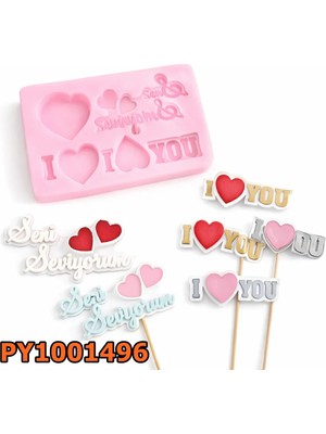 Poyrish 1041 - Silikon Kalıp Mum Kalıbı - Seni Seviyorum - I Love You Etiket