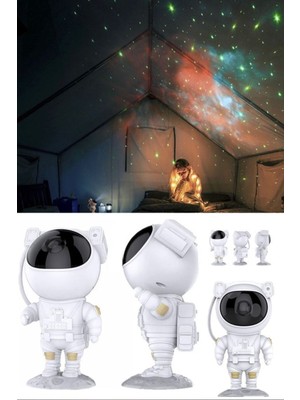 Munico Şarjlı LED Yıldız Projektör Yıldızlı Gökyüzü Gece Işığı Astronot Lambası Ev Odası Dekor Yatak Odası