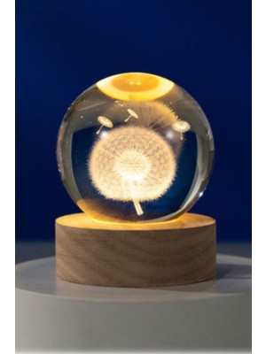 Munico Cam Lamba Karahindiba Figürlü USB Gece Işığı LED Kristal Top Masa Lambası Şık Tasarım Kaliteli Lamba